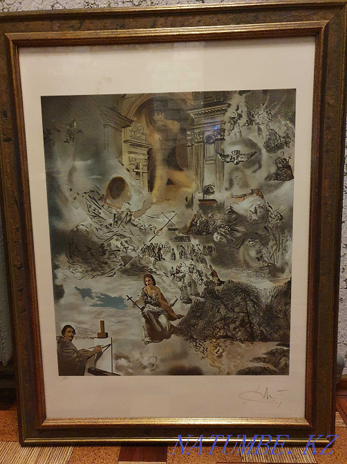 Большая инерьерная картина-постер (87х67 см), акварель, Сальвадор Дали Алматы - изображение 1