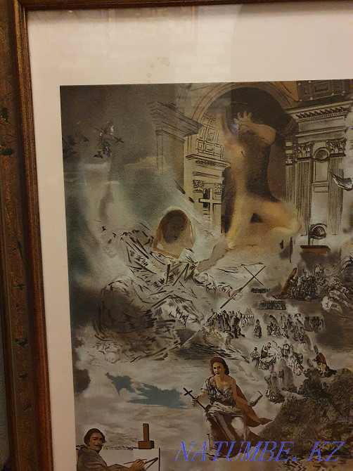 Большая инерьерная картина-постер (87х67 см), акварель, Сальвадор Дали Алматы - изображение 3