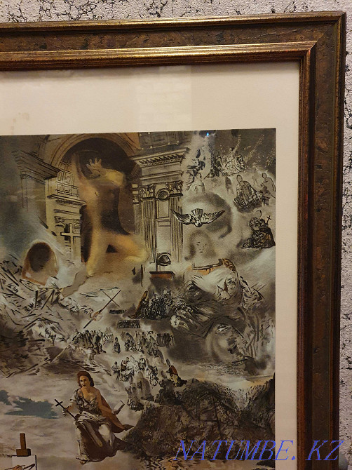 Большая инерьерная картина-постер (87х67 см), акварель, Сальвадор Дали Алматы - изображение 5