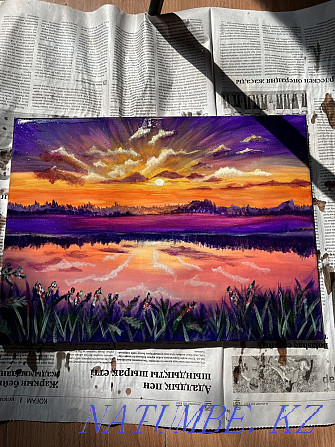 Acrylic painting, nature, sunset Shymkent - photo 1