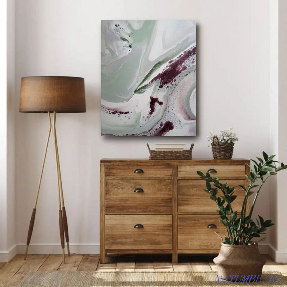 Painting Fluid art, liquid acrylic, abstraction, canvas 50-60cm Almaty - photo 2