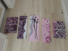 Модульные картины серо, розово-фиолетового цвета на деревянных рамках  Астана