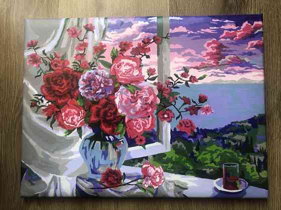 Картина ручной работы "Цветы на окне" Алматы