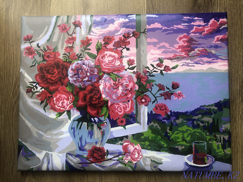 Handmade painting "Flowers on the window" Almaty - photo 1