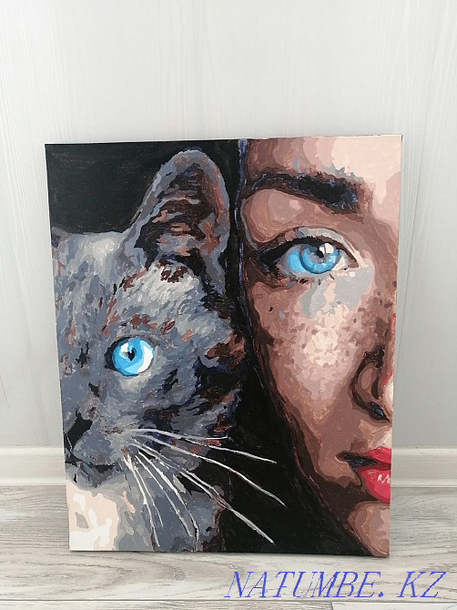 Картина с котиком и с человеком Алматы - изображение 2