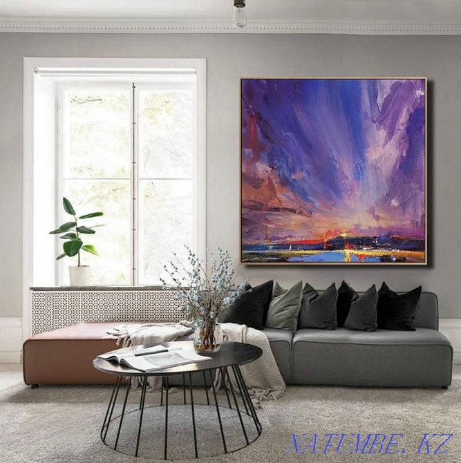 Картина абстрактная интерьерная холст масло ручная живопись минимализм Алматы - изображение 6