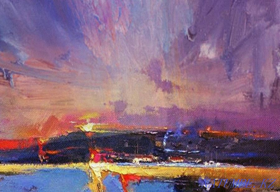 Картина абстрактная интерьерная холст масло ручная живопись минимализм Алматы - изображение 4