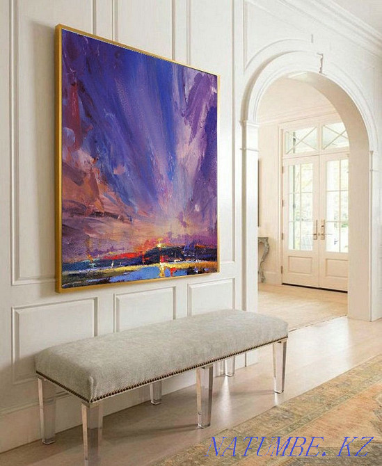 Картина абстрактная интерьерная холст масло ручная живопись минимализм Алматы - изображение 5
