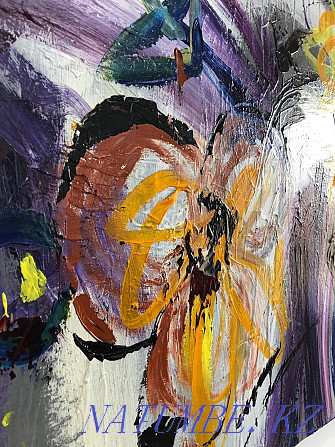 Картина абстрактные цветы холст масло ручная живопись Алматы - изображение 2