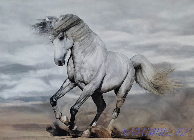 Oil painting "White horse" Almaty - photo 1