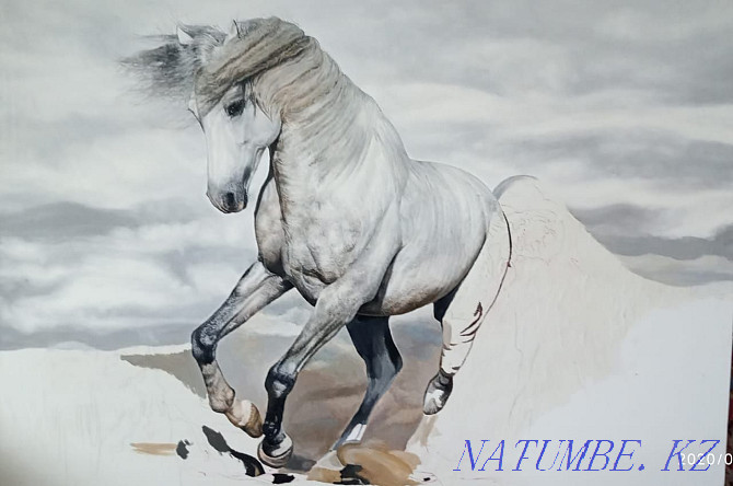 Oil painting "White horse" Almaty - photo 3