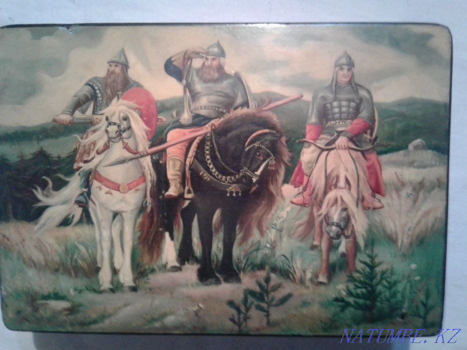 Шкатулка . Палех . Три богатыря. Мастеровая . СССР Алматы - изображение 1