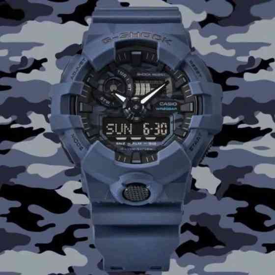 наручные спортивные часы камуфляж синий Casio G-Shock GA-700CA-5AER Алматы