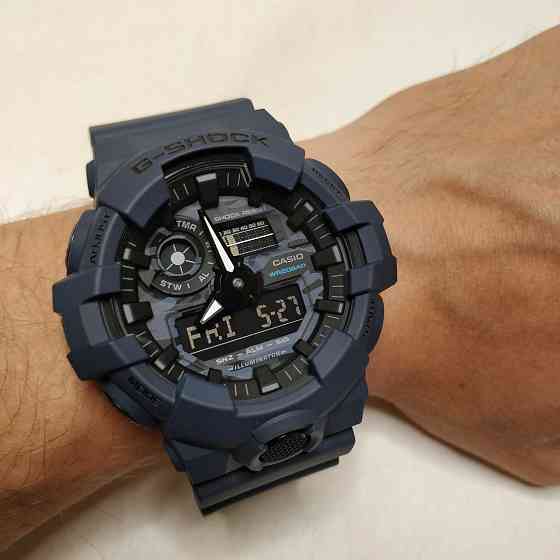 наручные спортивные часы камуфляж синий Casio G-Shock GA-700CA-5AER Алматы