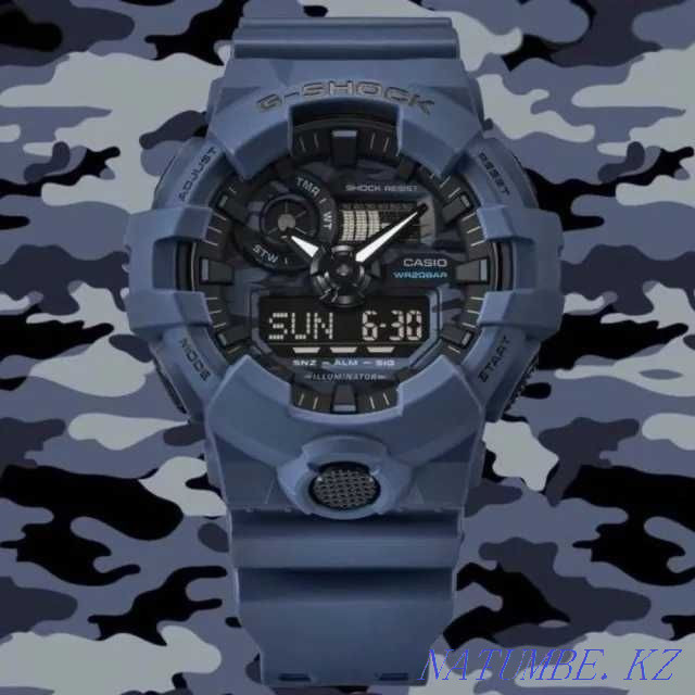 наручные спортивные часы камуфляж синий Casio G-Shock GA-700CA-5AER Алматы - изображение 1