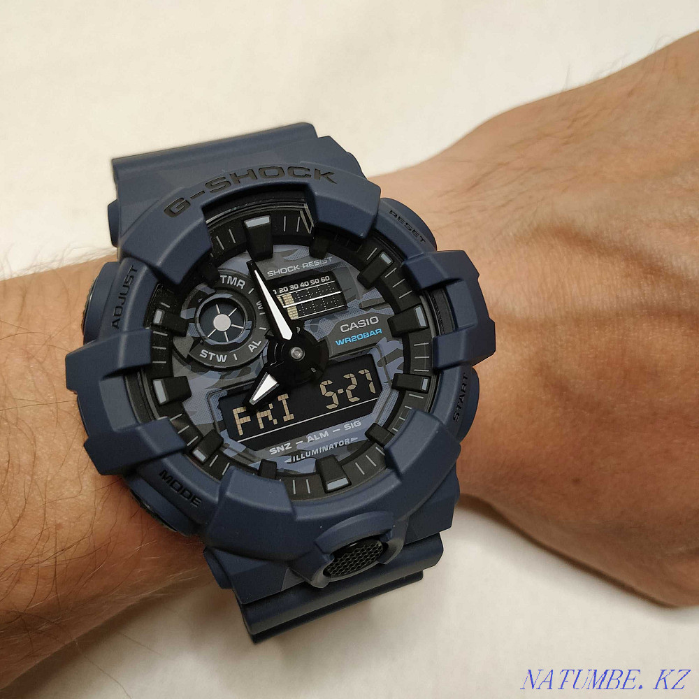 наручные спортивные часы камуфляж синий Casio G-Shock GA-700CA-5AER Алматы - изображение 5
