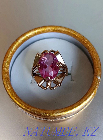 Перстень с рубином из золота 583 пробы Усть-Каменогорск - изображение 1