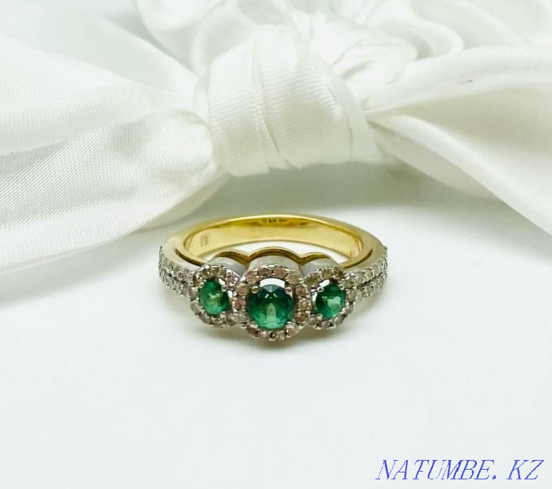 Кольцо с камнями и бриллиантами, золото 585 Россия, вес 4.63 г. №17227 Астана - изображение 1