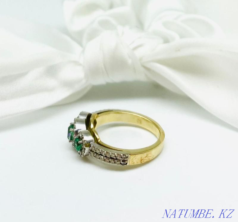 Кольцо с камнями и бриллиантами, золото 585 Россия, вес 4.63 г. №17227 Астана - изображение 4