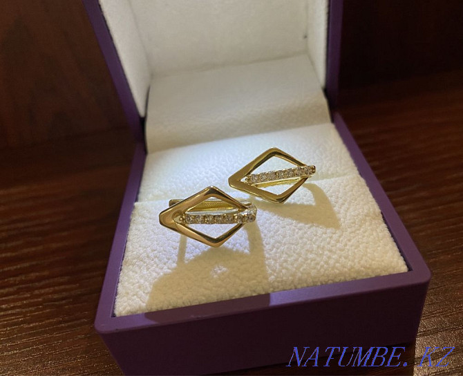 New gold earrings, Italy 585 assay 3.8 grams Almaty - photo 1