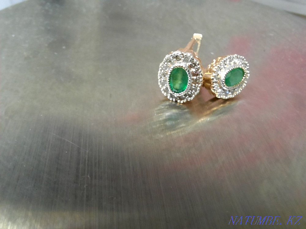 Серьги золото 585 проба с бриллиантами Байтерек - изображение 1