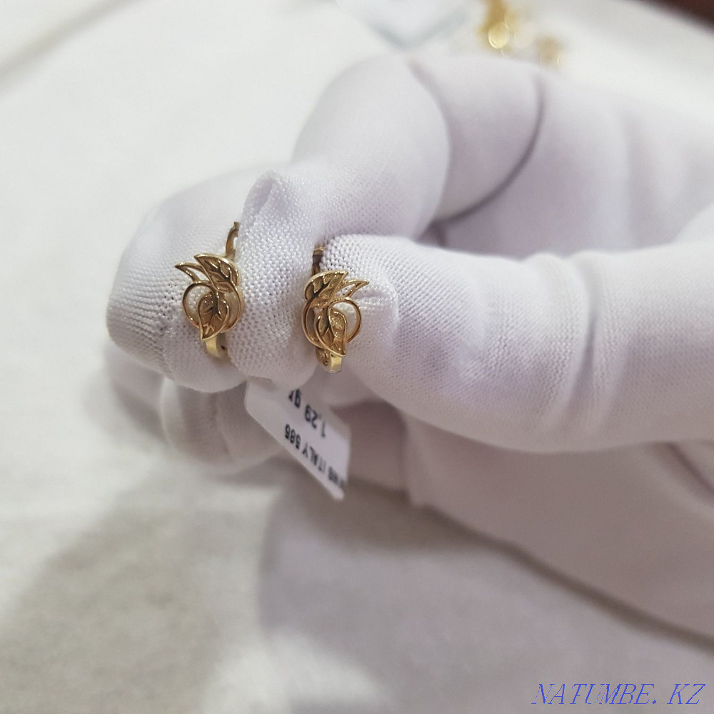 Золотые сережки из желтого золота Тараз - изображение 6