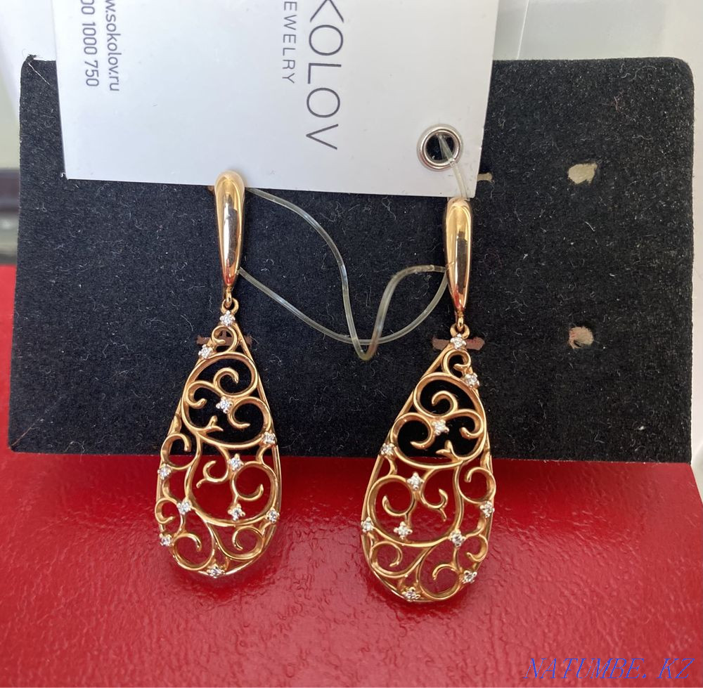 Серьги золотые новые Алматы - изображение 1