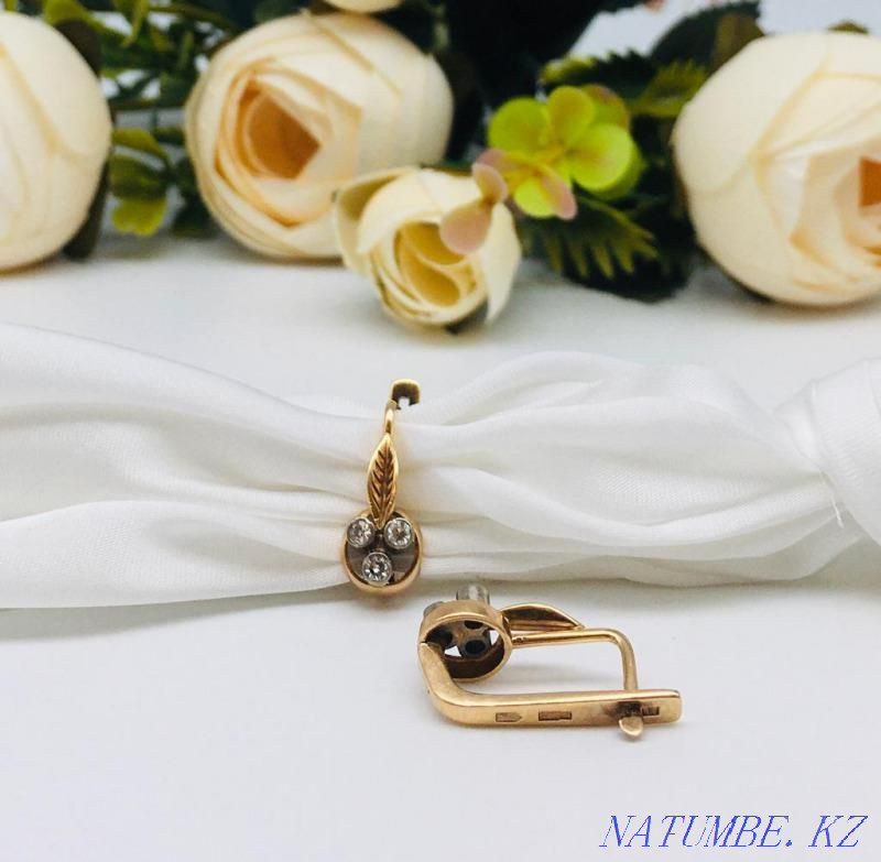 Серьги с камнями, золото 585 Россия, вес 4.63 г. «Ломбард Белый» Астана - изображение 3