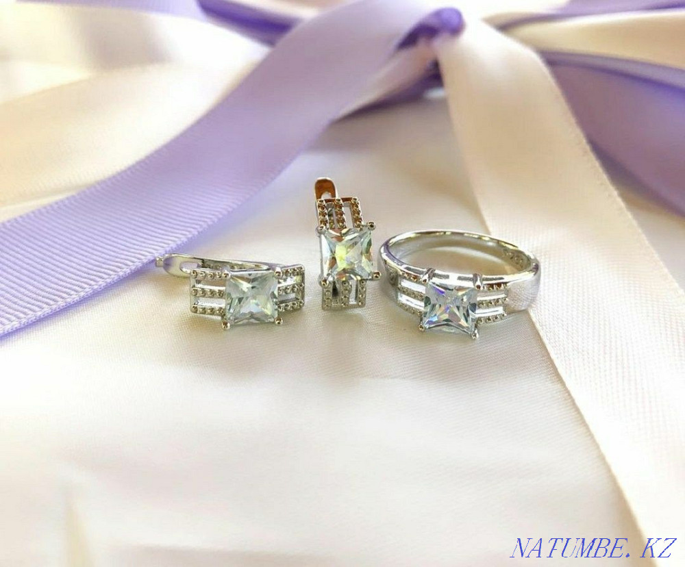 Күміс Жеңілдік жиынтықтары Сырғалар Сақина Қымыз жиынтықтары  Алматы - изображение 2