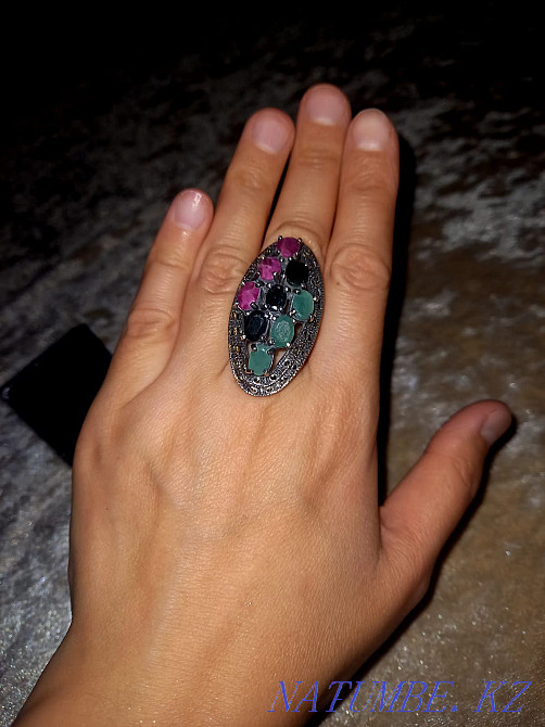 Ring silver 925, natural stones Almaty - photo 5