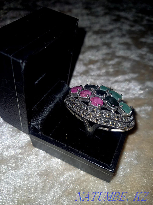 Ring silver 925, natural stones Almaty - photo 1