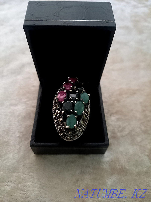 Ring silver 925, natural stones Almaty - photo 2