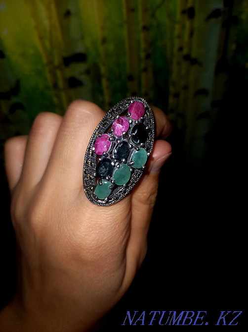 Ring silver 925, natural stones Almaty - photo 4