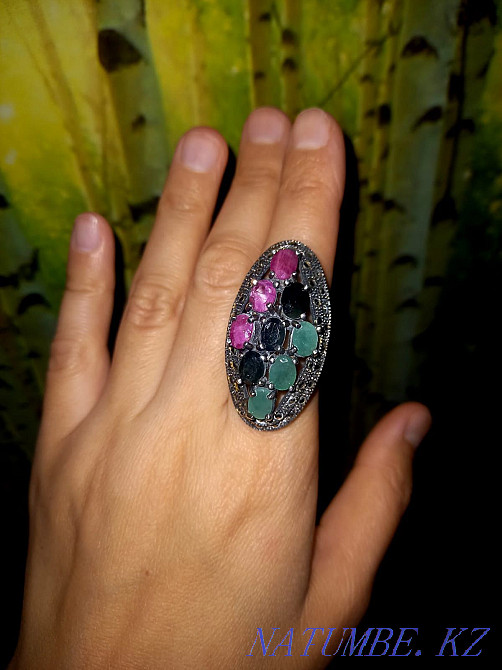 Ring silver 925, natural stones Almaty - photo 6