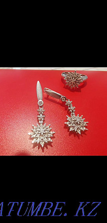 Earrings and ring, white gold, Italy, not worn for a long time. Сарыкамыс - photo 1