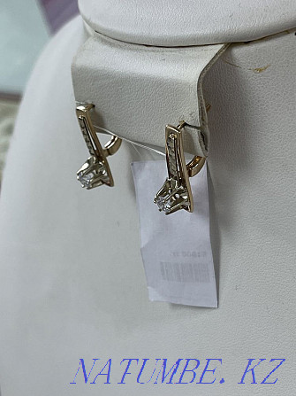 Золотые серьги с камнями #МА24707 Алматы - изображение 2