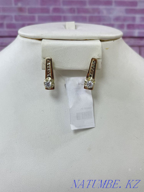 Тастары бар алтын сырғалар #MA24707  Алматы - изображение 1