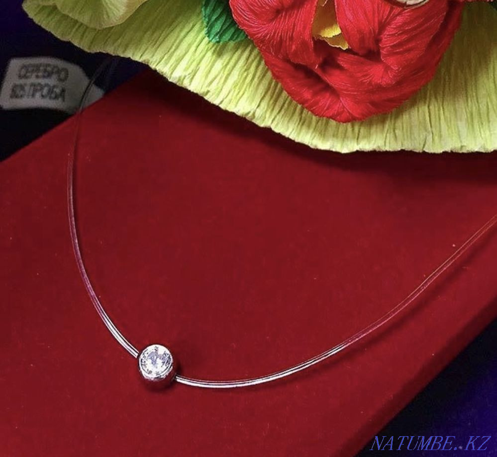 Серебрянная подвеска на леске Алматы - изображение 1