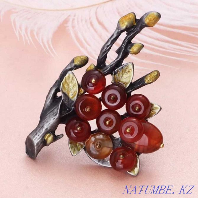 Large brooches with natural stones brooch brooch 5.5cm. Almaty - photo 7