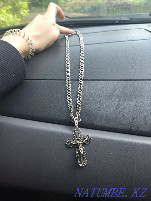 I will sell a chain, silver ... In general, with a cross, the weight is about 60-70 grams Pavlodar - photo 1