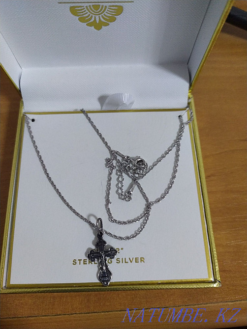 Selling a silver chain with a bias cross. Pavlodar - photo 1