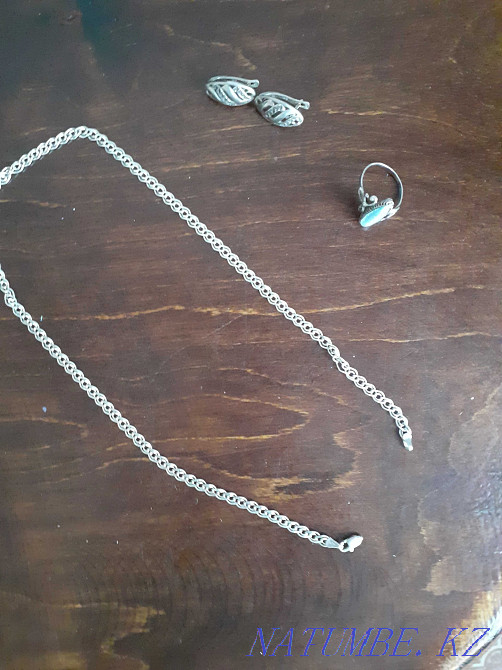 Продам серебряную цепочку, кольцо, серьги Усть-Каменогорск - изображение 1