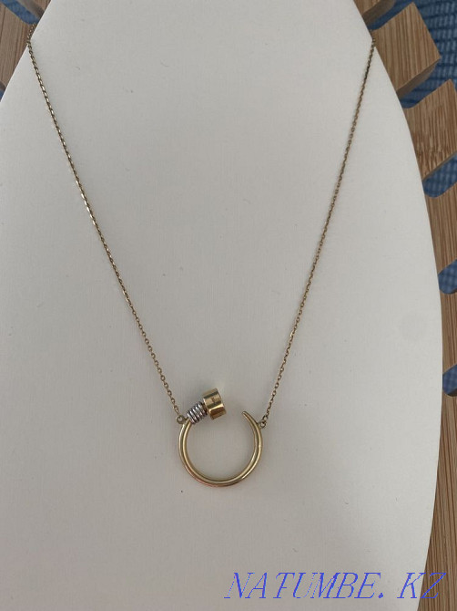 Золотая цепочка цепь с кулоном желтое золото Алматы - изображение 2