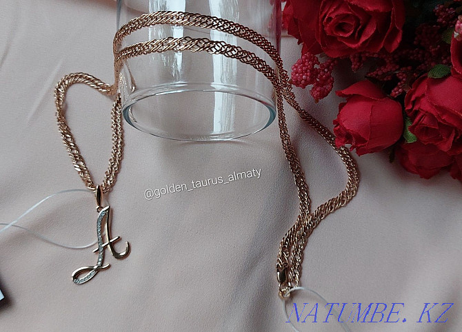 Gold chain with pendant letter A golden_taurus_almaty Almaty - photo 2