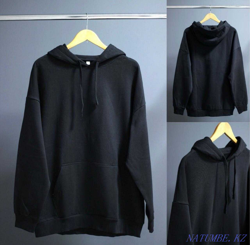 Худи Oversize без начеса в черном цвете (опт) Алматы - изображение 3