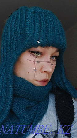 Шапка ушанка вязаная и бактуз(шарф) Астана - изображение 4