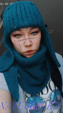 Шапка ушанка вязаная и бактуз(шарф) Астана - изображение 5
