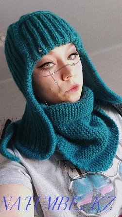 Шапка ушанка вязаная и бактуз(шарф) Астана - изображение 1