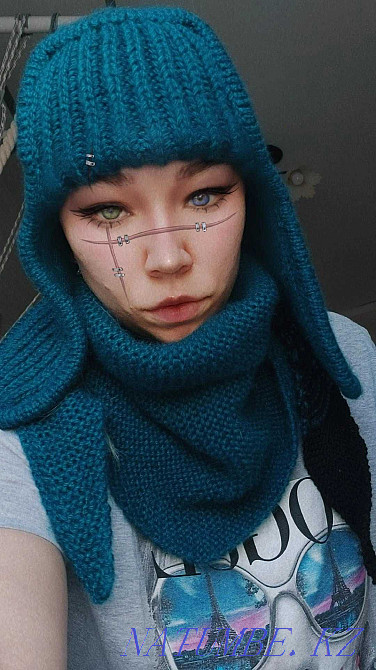 Шапка ушанка вязаная и бактуз(шарф) Астана - изображение 5