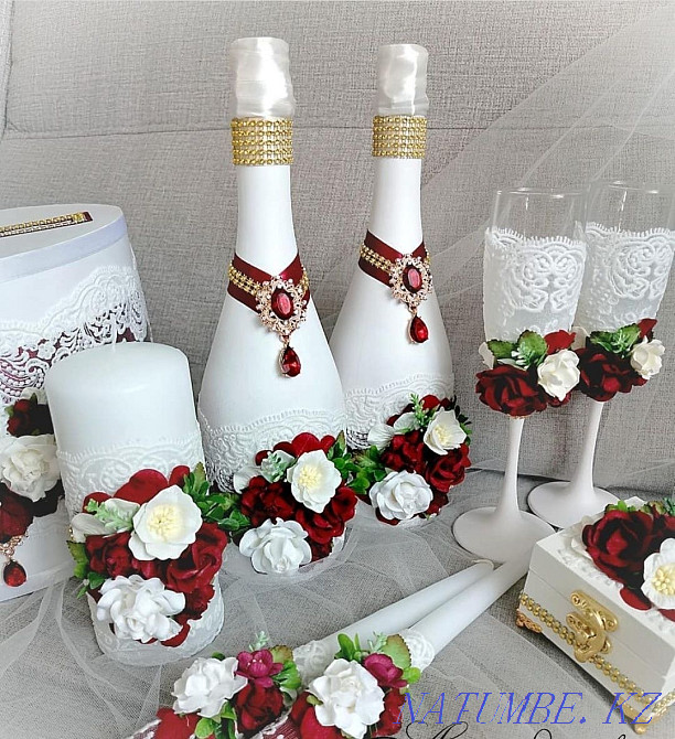 Свадебные фужеры,бутылки,свечи,замки,казна-сундучок,и др. Алматы - изображение 4